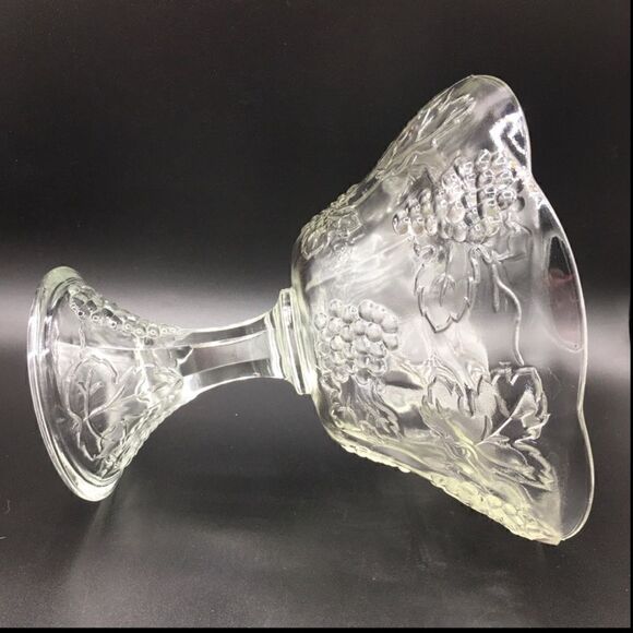 Colony Harvest Clear Pressed Glass Round Compote Dish Pedestal Bowl - Picture 9 of 16